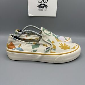 VANS SLIP-ON PRO Leila Hurst Slipper Women's 8 White Canvas Tropical Flower